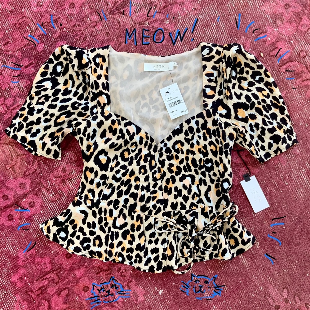 Leopard print peplum wrap top